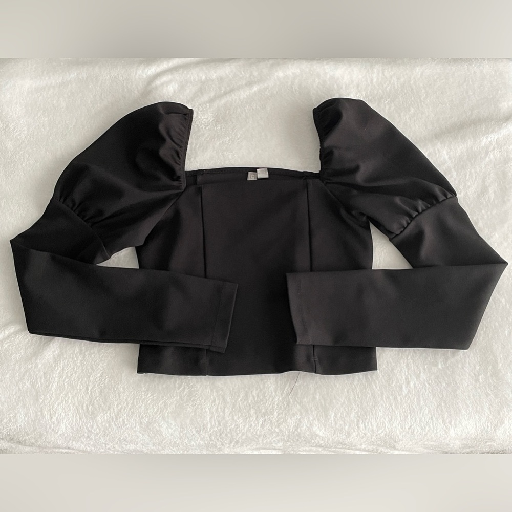 ASOS Black Puff Sleeve Crop Top
